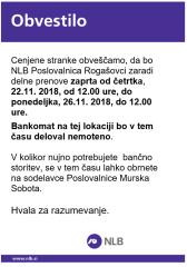 Obvestilo o prenovi NLB poslovalnice v Rogašovcih 1